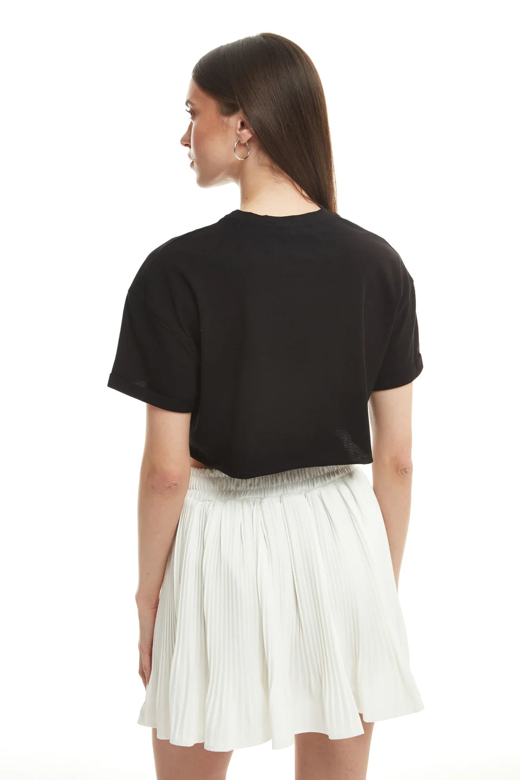 Fiora Siyah Crop Basic Tişört