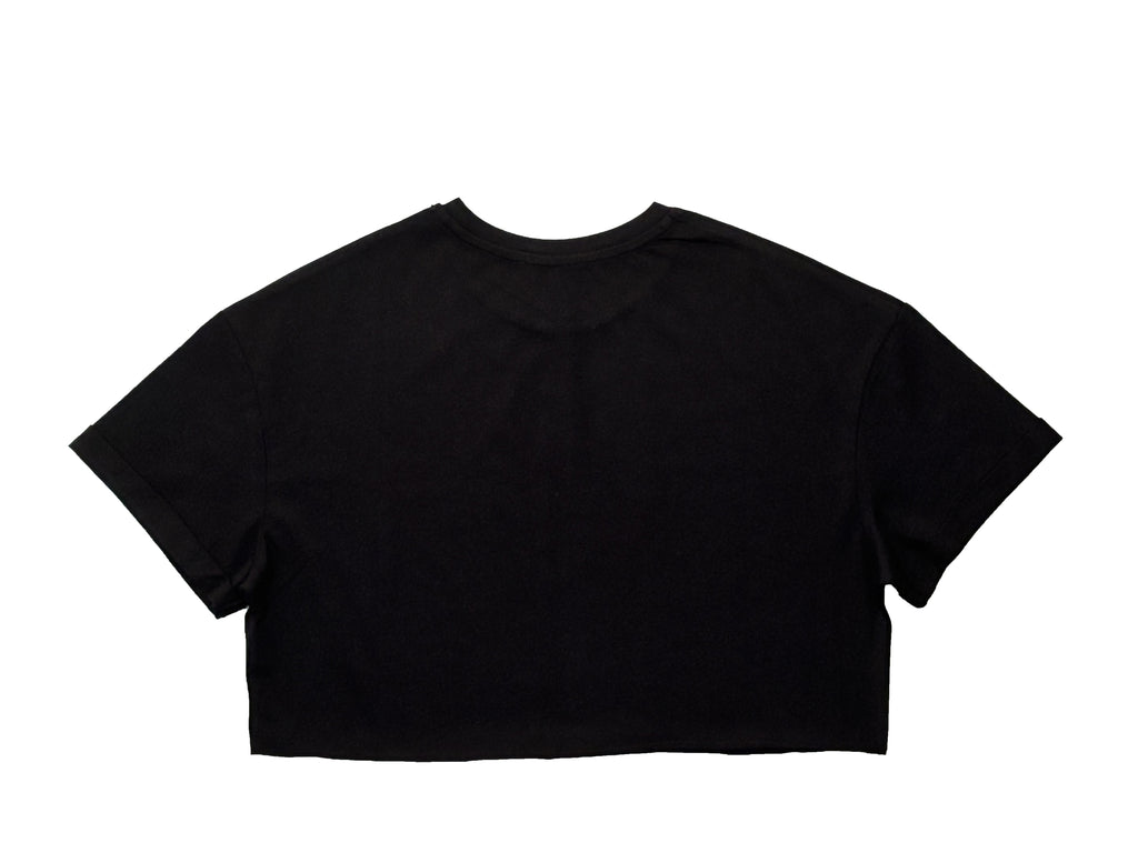 Fiora Siyah Crop Basic Tişört
