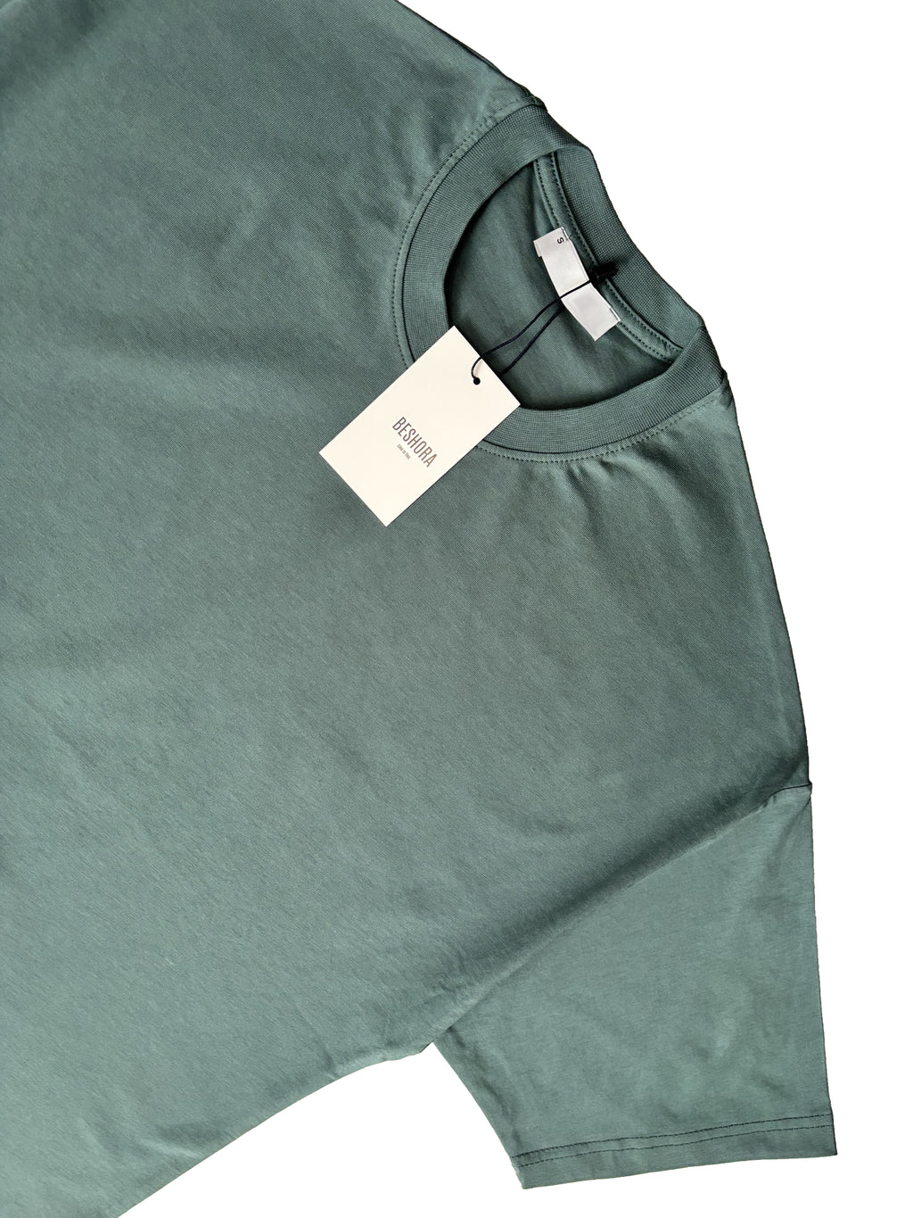 Mat Yeşil Bisiklet Yaka Düz Basic Baskısız Oversize Erkek Tişört