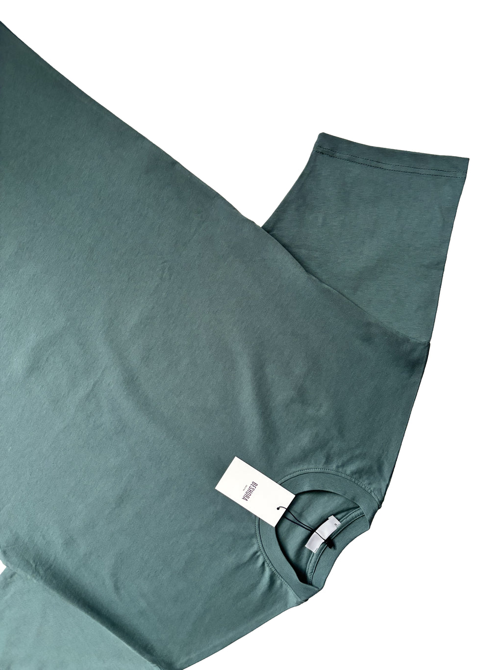 Mat Yeşil Bisiklet Yaka Düz Basic Baskısız Oversize Erkek Tişört