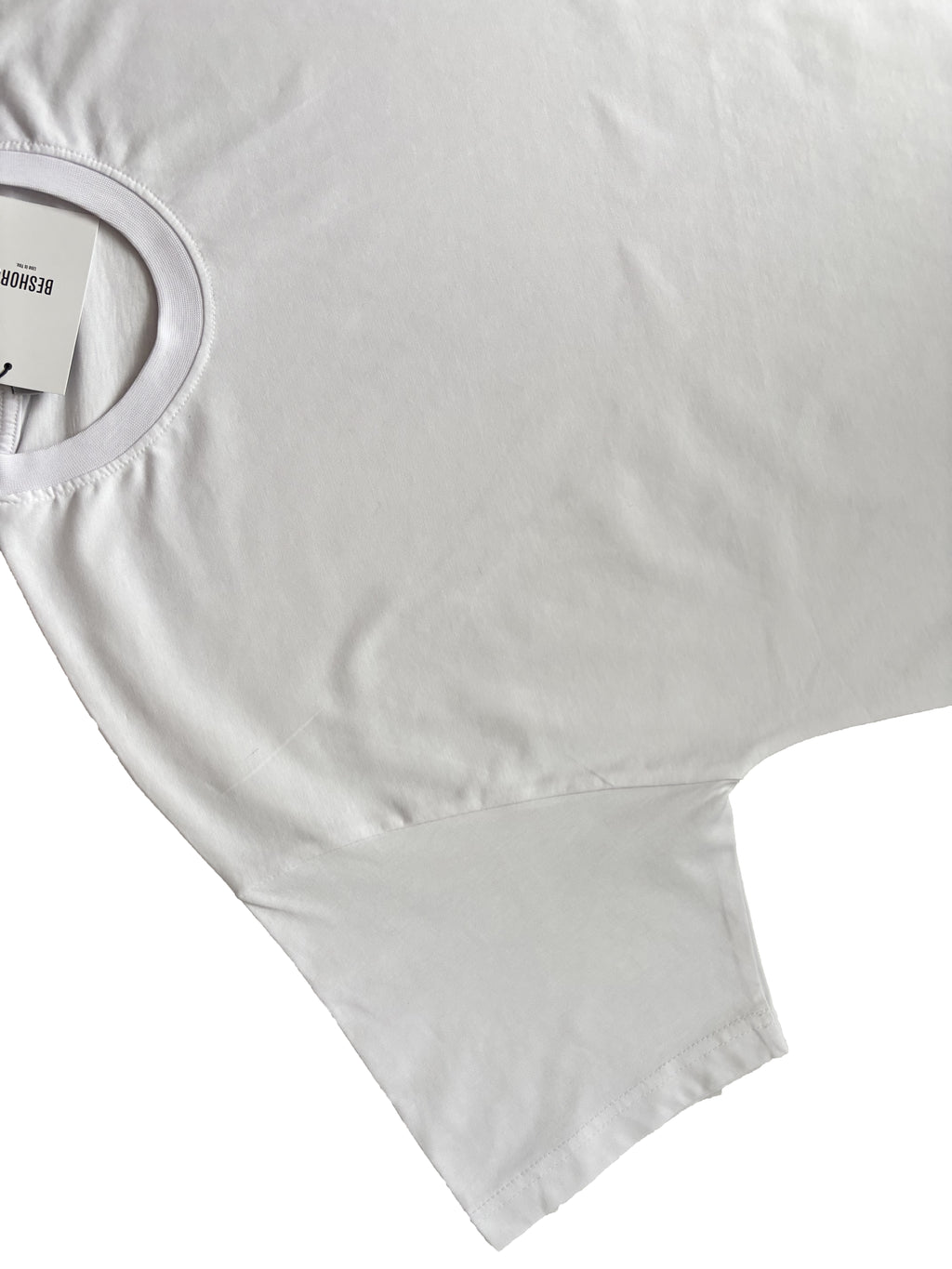 Beyaz Bisiklet Yaka Düz Basic Baskısız Oversize Erkek Tişört