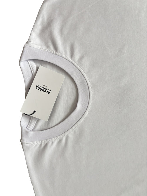 Beyaz Bisiklet Yaka Düz Basic Baskısız Oversize Erkek Tişört