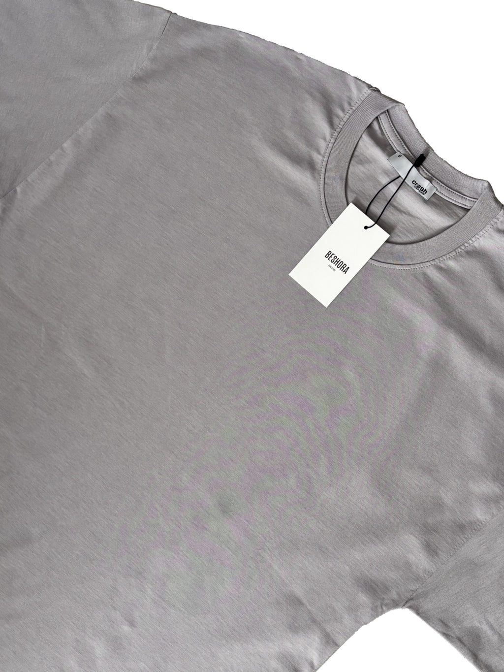 Gri Bisiklet Yaka Düz Basic Baskısız Oversize Erkek Tişört