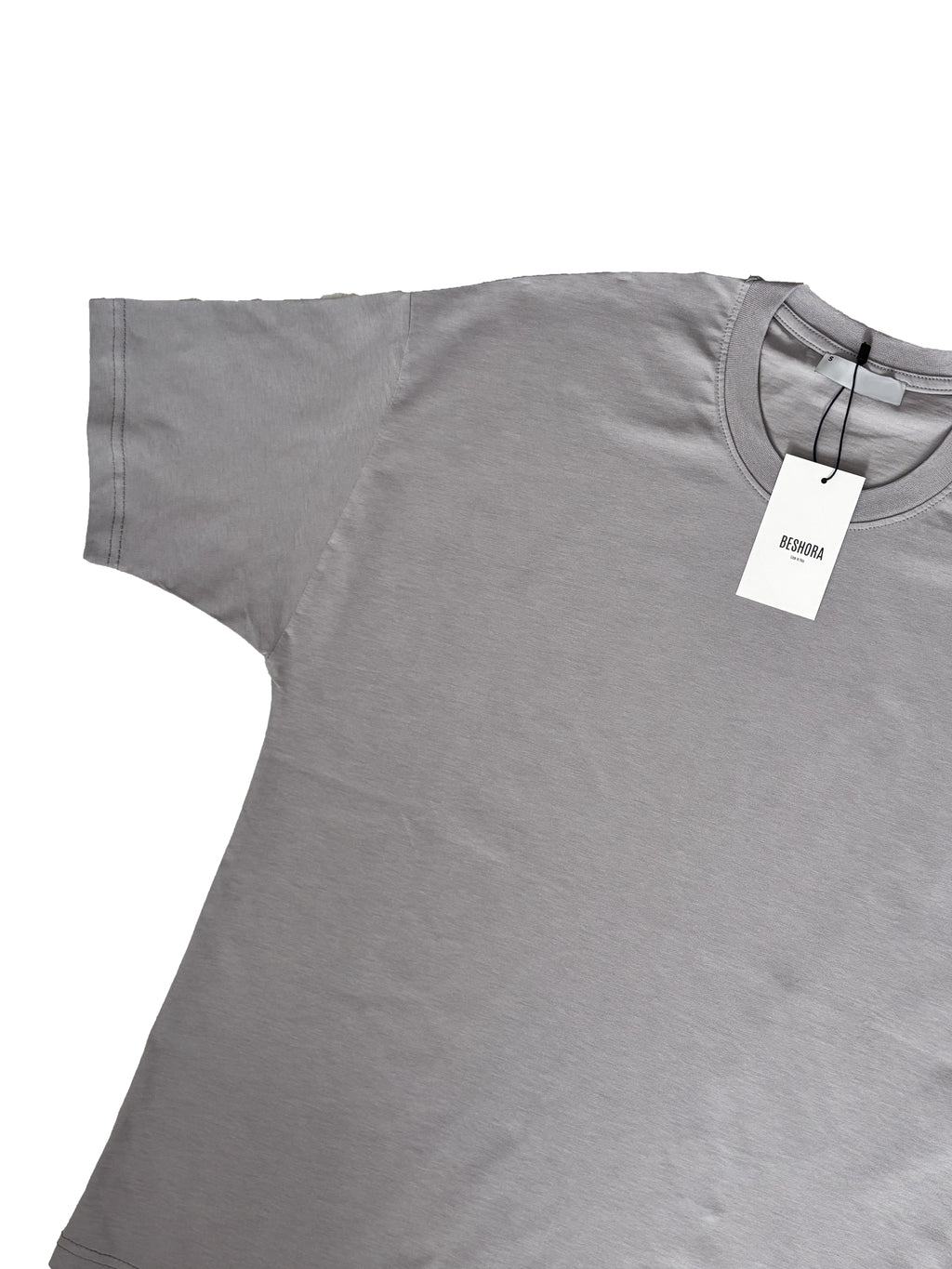 Gri Bisiklet Yaka Düz Basic Baskısız Oversize Erkek Tişört